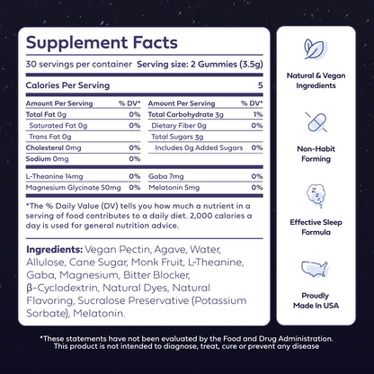 Dream Gummies | Natural Sleep Gummies with Magnesium, Melatonin & L-Theanine for Deeper Sleep | Made in USA | 60 Gummies